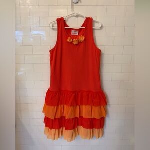 Hanna Andersson Red Dress with Orange Accents